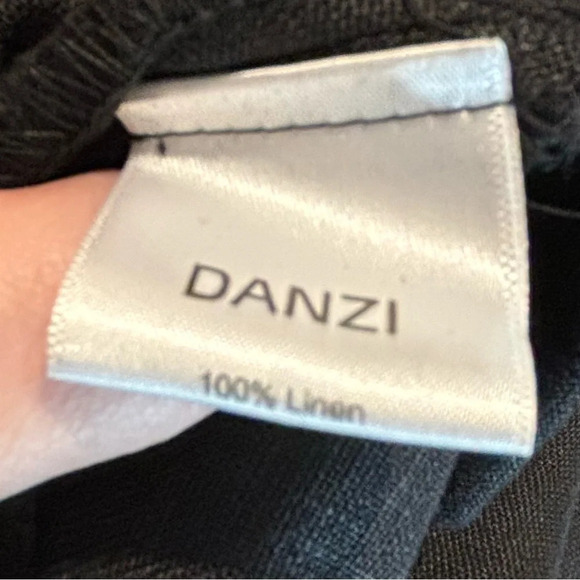 DANZY Sz XL 100% Linen Black With White  Stripe A-Line Maxi Skirt - Picture 7 of 8